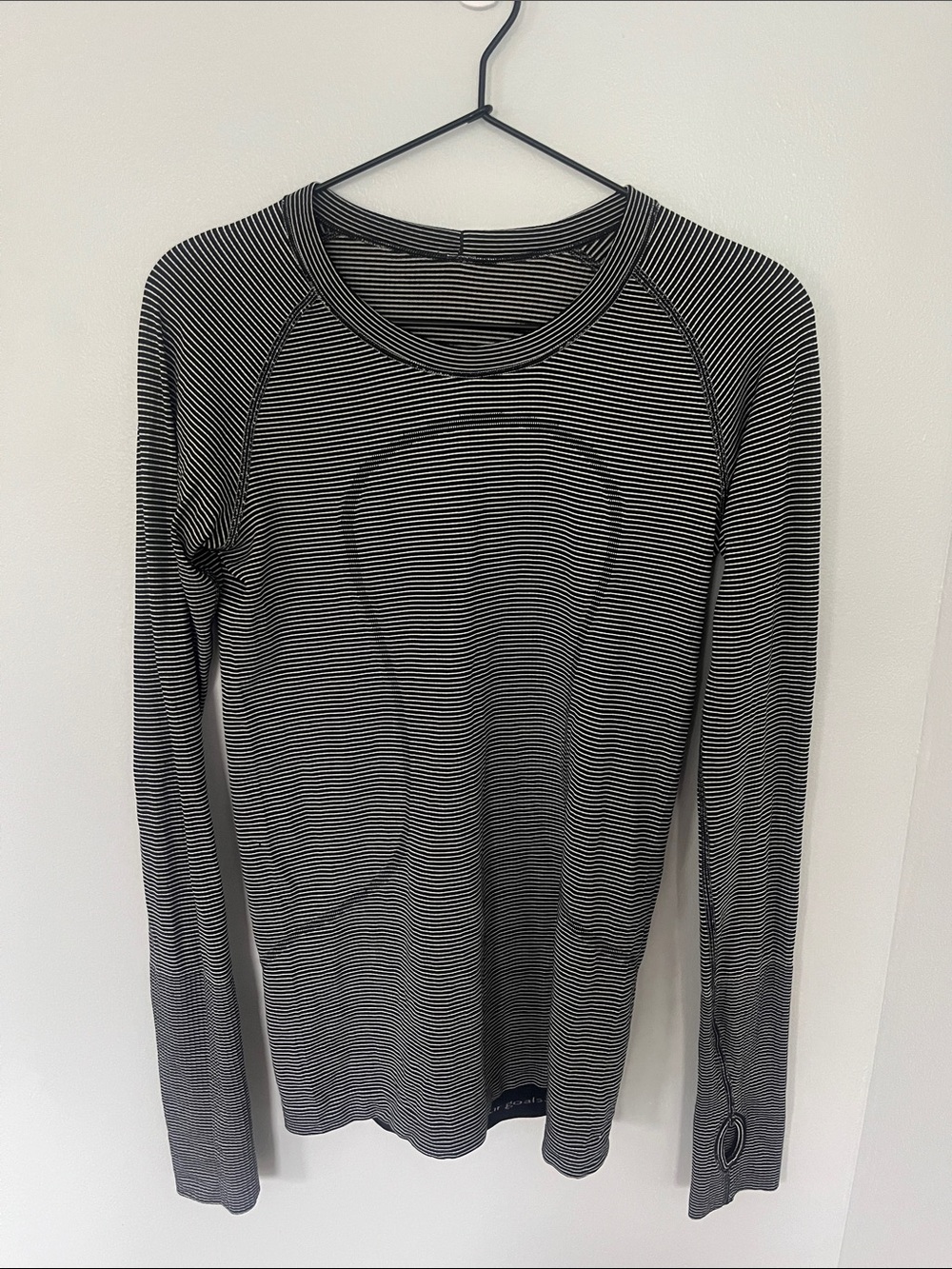 Lululemon Striped Long-Sleeve Crewneck Top in Black and White